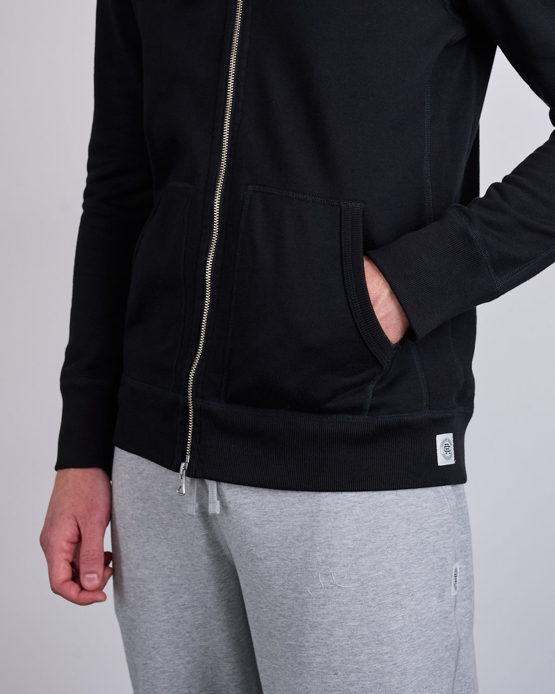 Reigning Champ Core Midweight Terry Slim Zip Hoodie Black