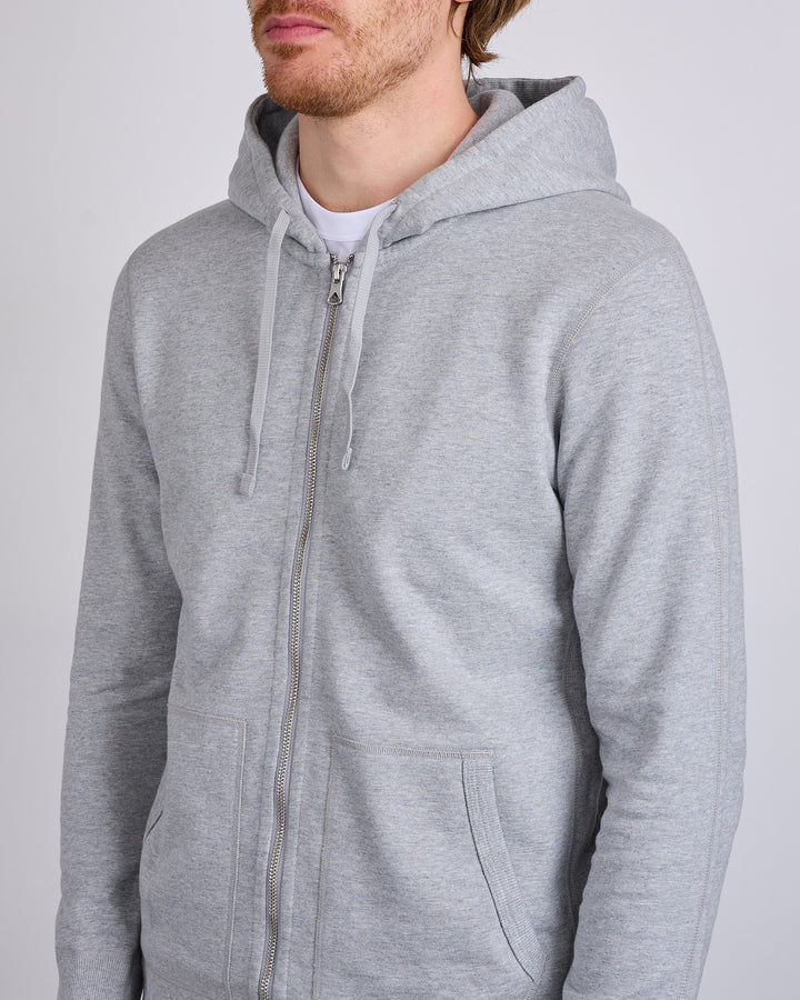 Reigning Champ Core Midweight Terry Slim Zip Hoodie Heather Grey