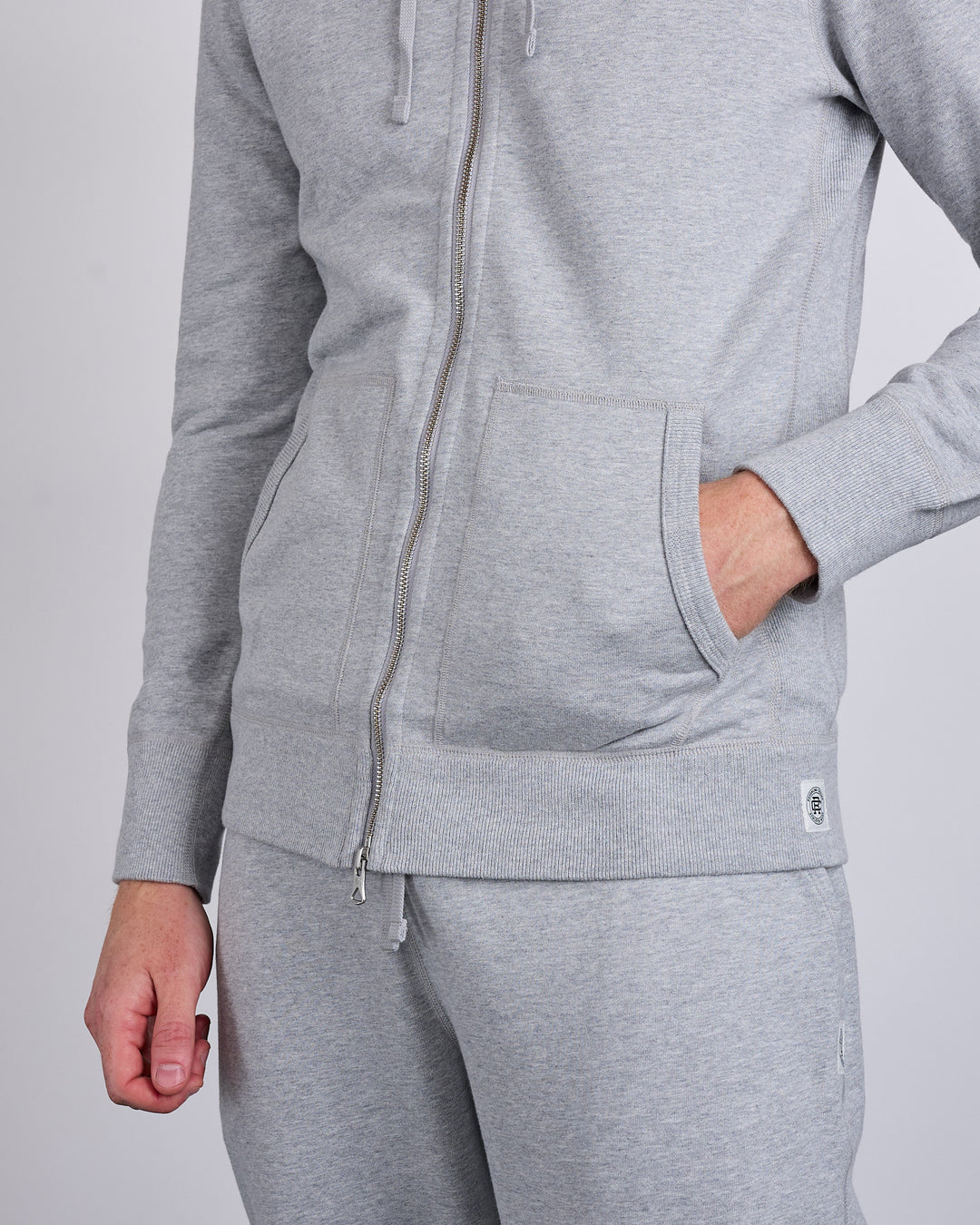 Reigning Champ Core Midweight Terry Slim Zip Hoodie Heather Grey