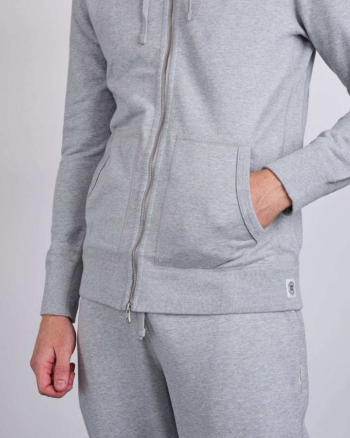 Reigning Champ Core Midweight Terry Slim Zip Hoodie Heather Grey
