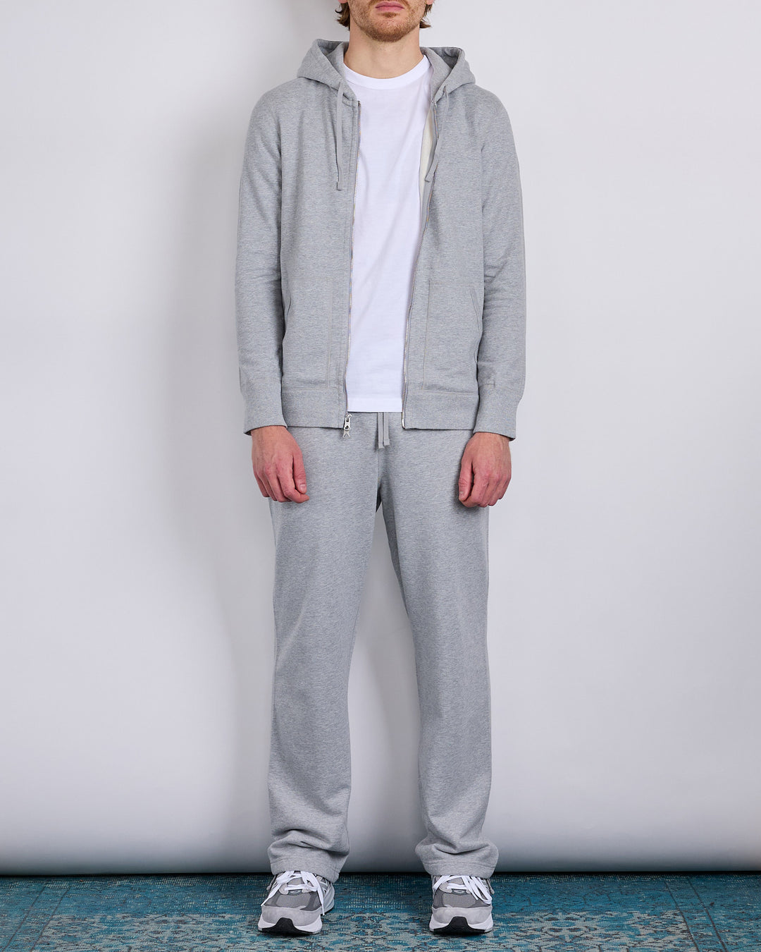 Reigning Champ Core Midweight Terry Slim Zip Hoodie Heather Grey