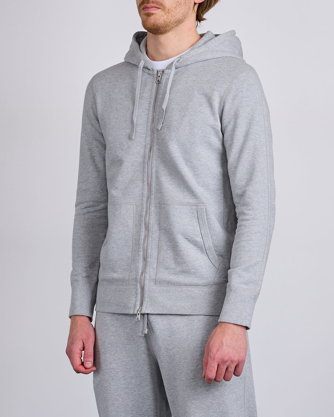 Reigning Champ Core Midweight Terry Slim Zip Hoodie Heather Grey