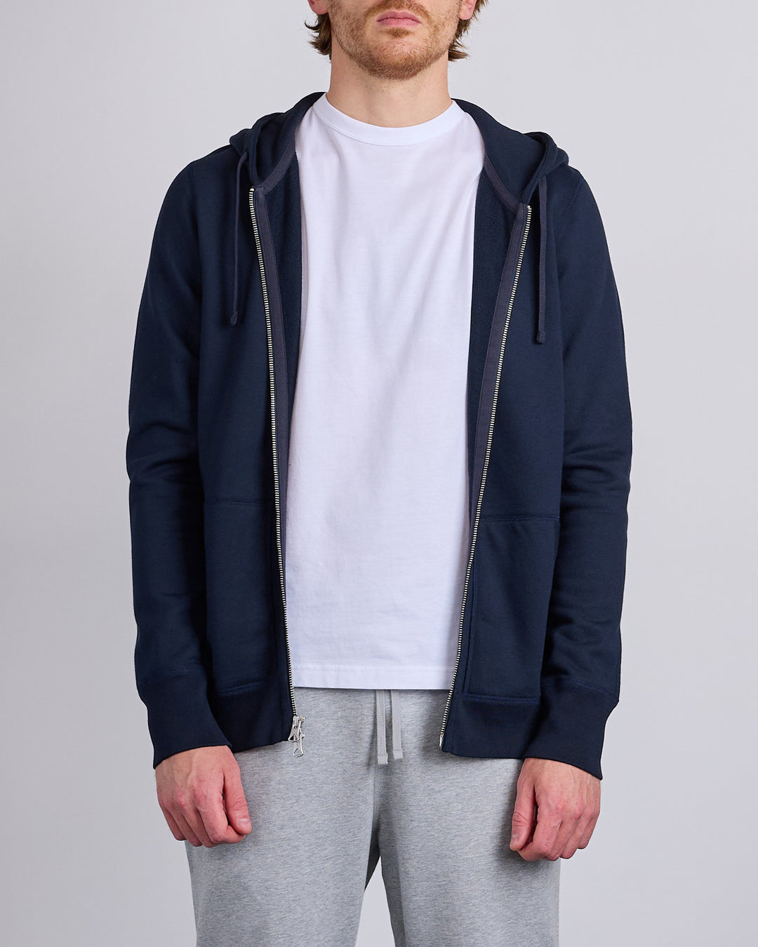 Reigning Champ Core Midweight Terry Slim Zip Hoodie Navy