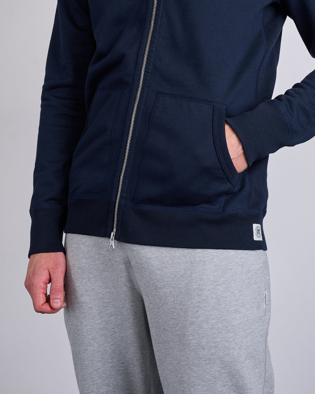 Reigning Champ Core Midweight Terry Slim Zip Hoodie Navy