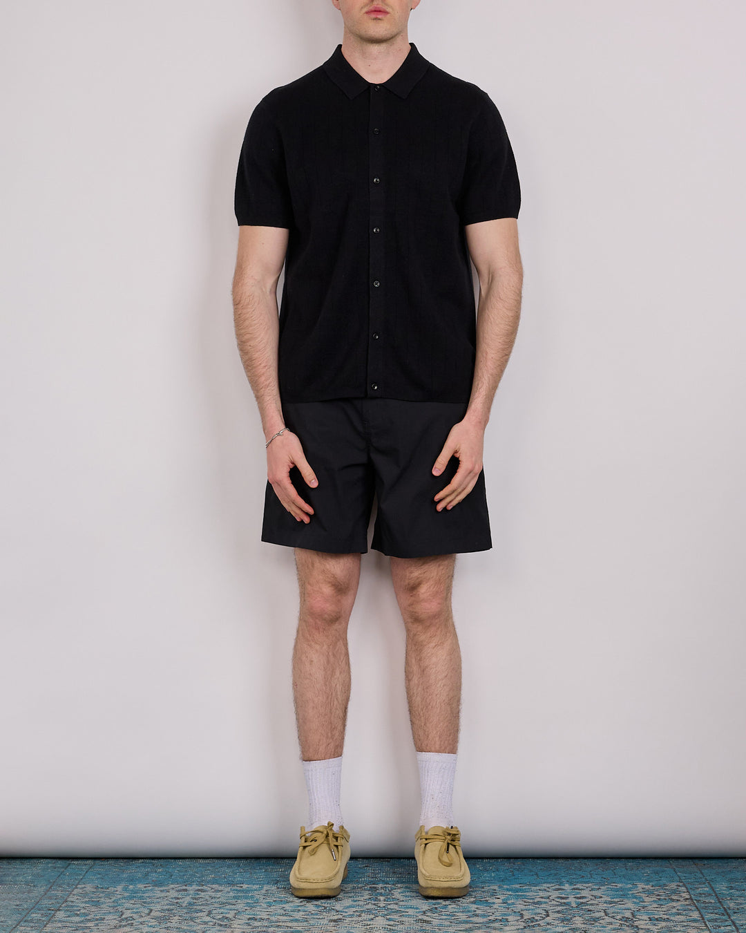 Reigning Champ Cotton-Linen Piazza Button Shirt Black