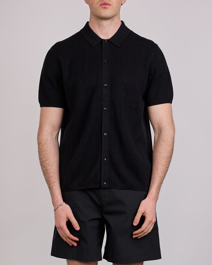 Reigning Champ Cotton-Linen Piazza Button Shirt Black