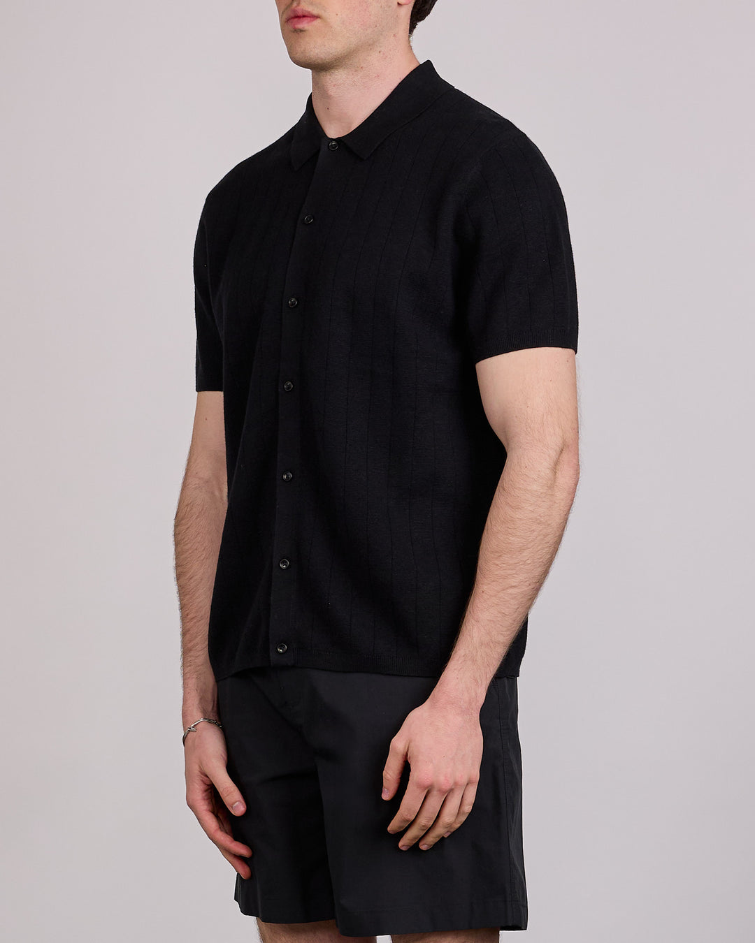 Reigning Champ Cotton-Linen Piazza Button Shirt Black