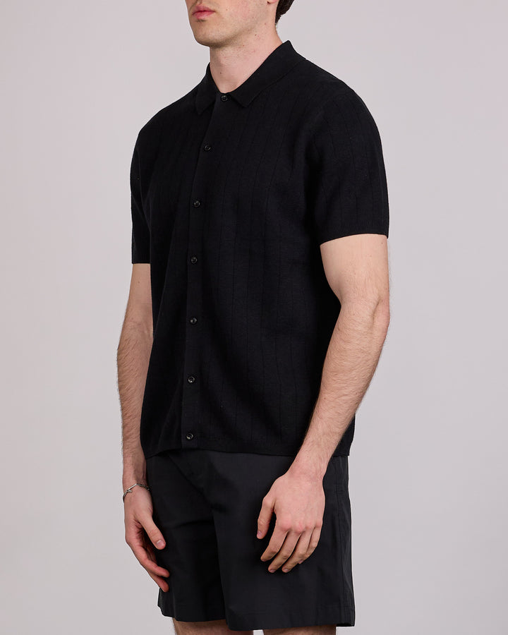 Reigning Champ Cotton-Linen Piazza Button Shirt Black