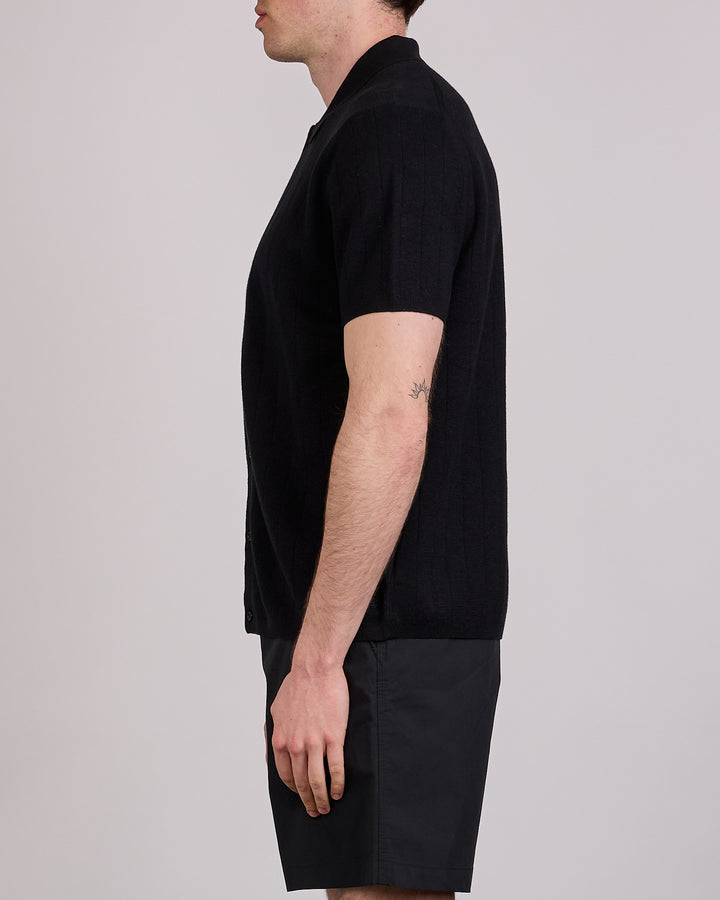 Reigning Champ Cotton-Linen Piazza Button Shirt Black