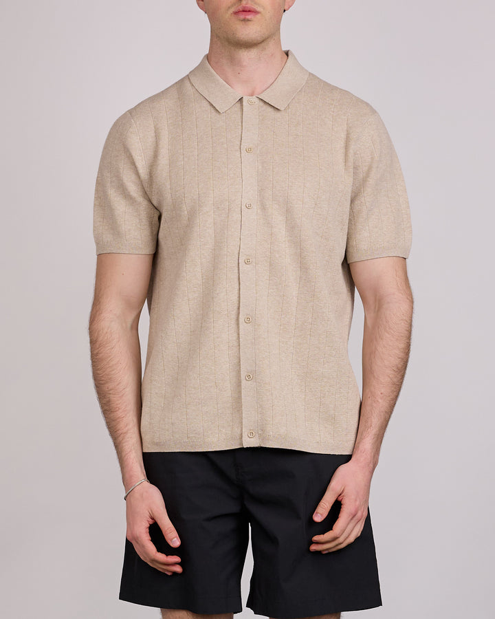 Reigning Champ Cotton-Linen Piazza Button Shirt Heather Oatmeal