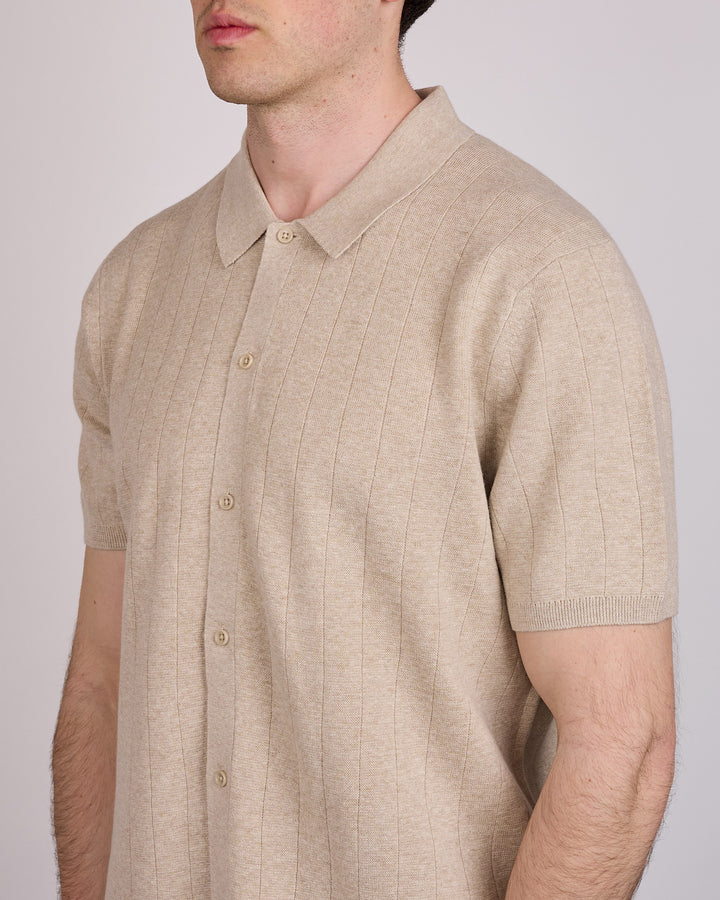 Reigning Champ Cotton-Linen Piazza Button Shirt Heather Oatmeal