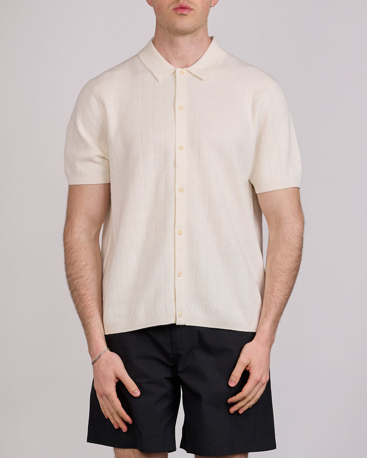 Reigning Champ Cotton-Linen Piazza Button Shirt Ivory