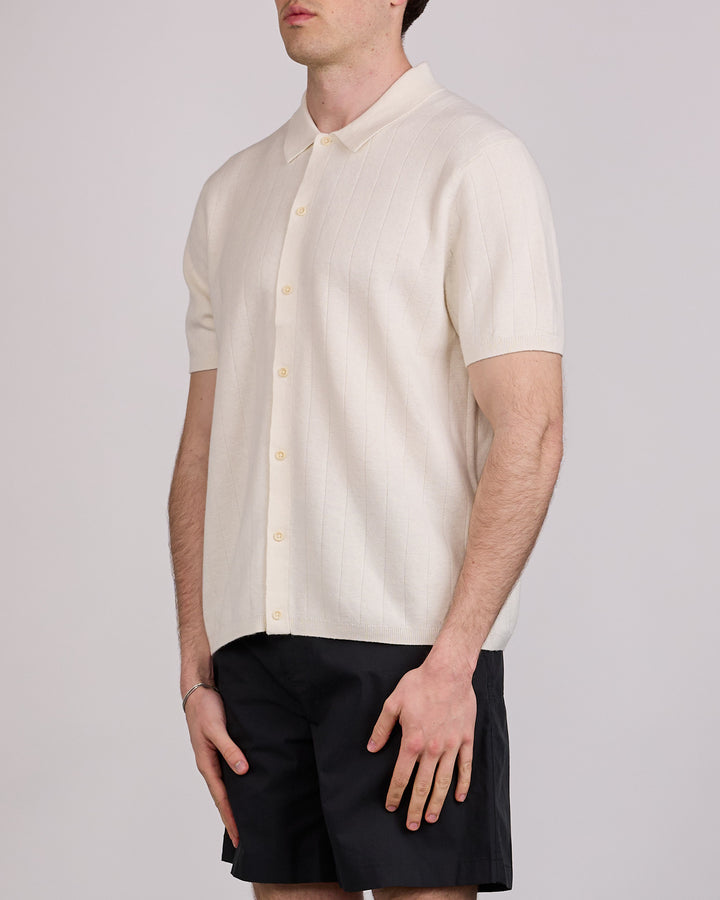 Reigning Champ Cotton-Linen Piazza Button Shirt Ivory