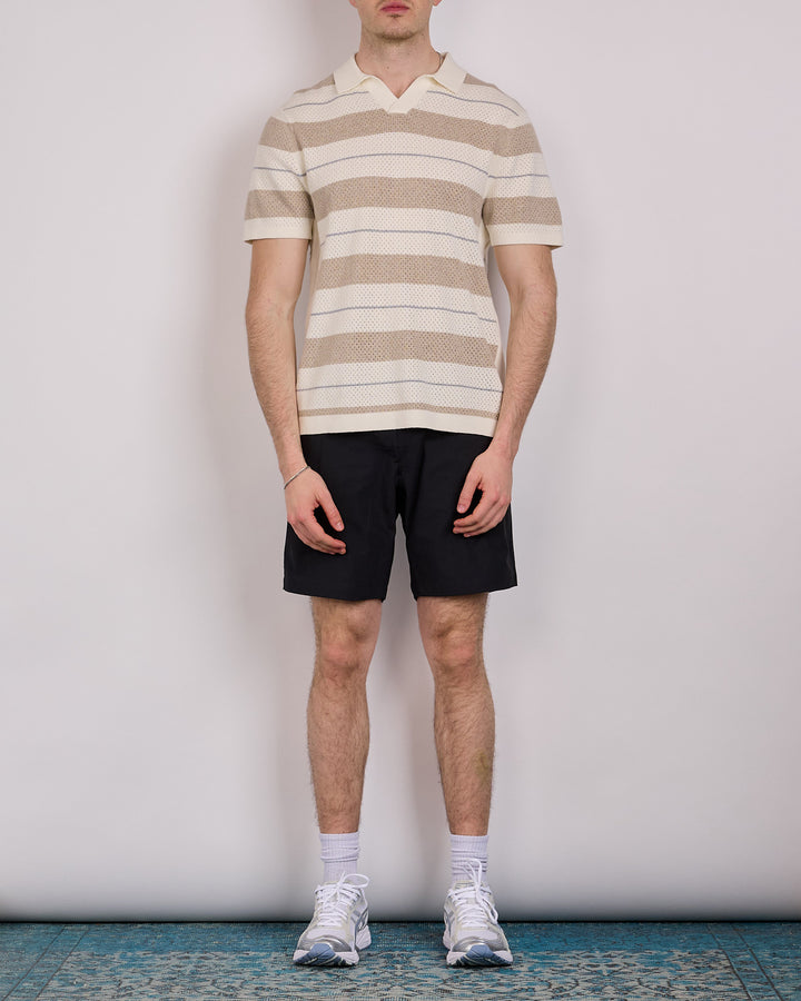 Reigning Champ Cotton-Linen Stipe Victor Polo Shirt Ivory-Oyster