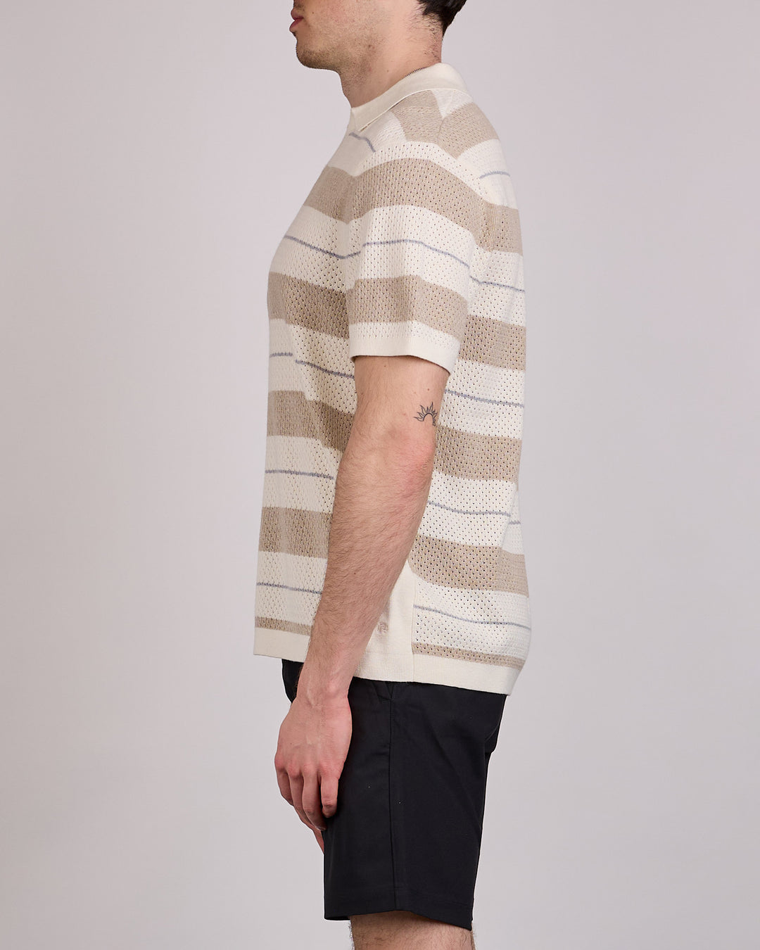 Reigning Champ Cotton-Linen Stipe Victor Polo Shirt Ivory-Oyster