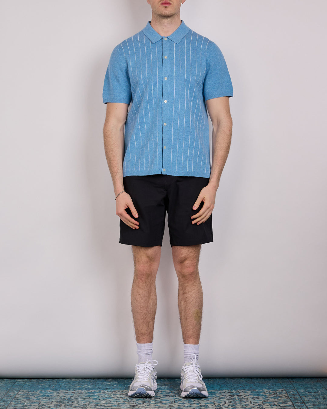 Reigning Champ Cotton-Linen Stripe Piazza Button Shirt Gulf-Ivory