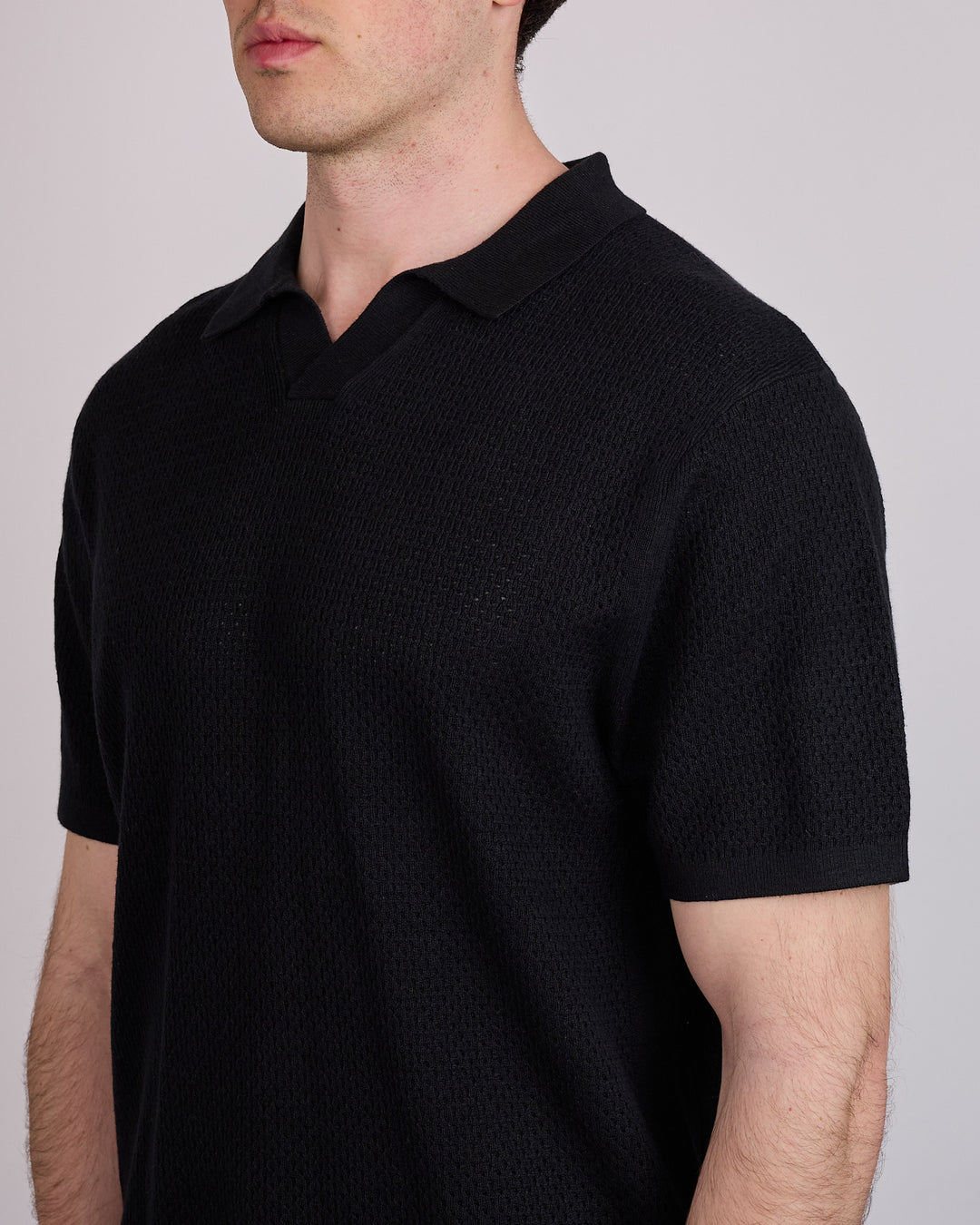 Reigning Champ Cotton-Linen Victor Polo Shirt Black