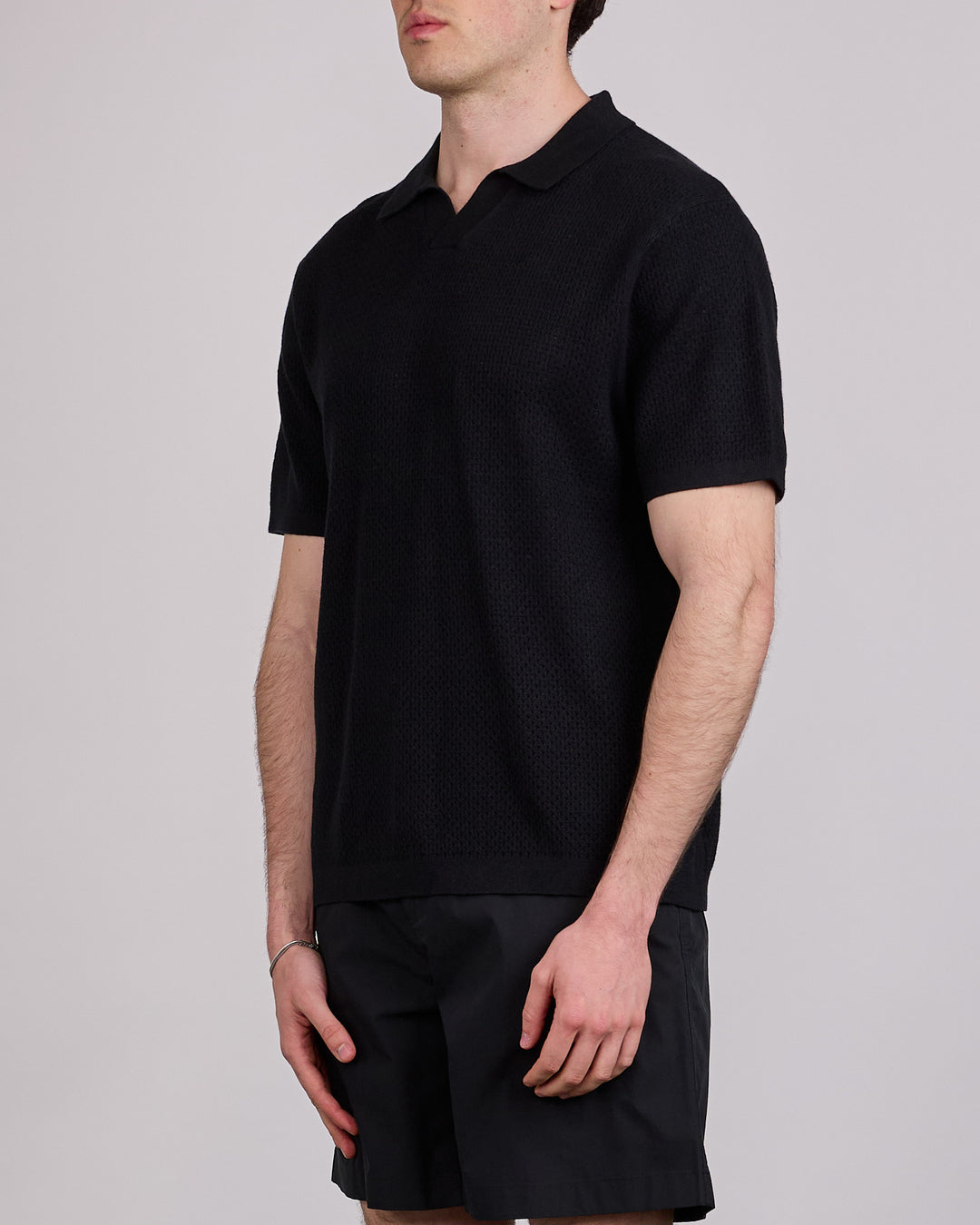 Reigning Champ Cotton-Linen Victor Polo Shirt Black
