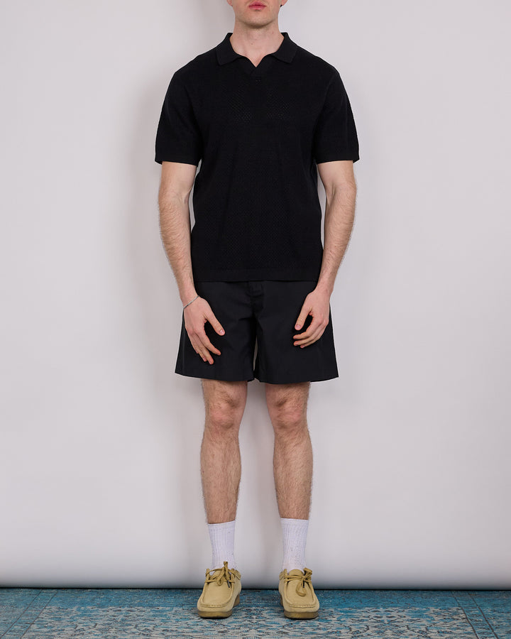 Reigning Champ Cotton-Linen Victor Polo Shirt Black