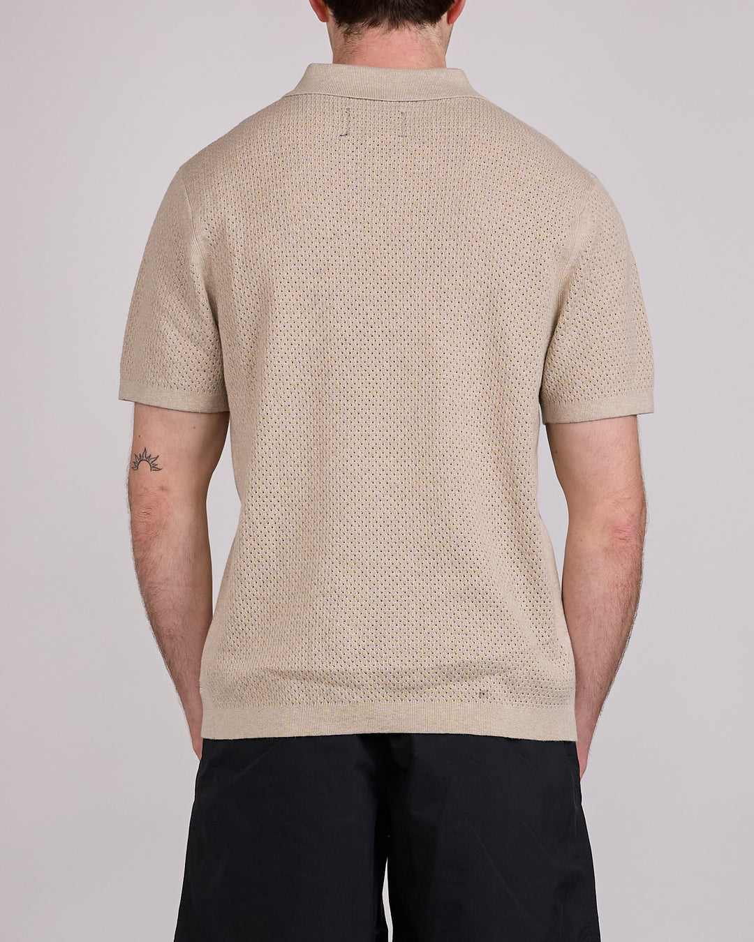 Reigning Champ Cotton-Linen Victor Polo Shirt Heather Oatmeal
