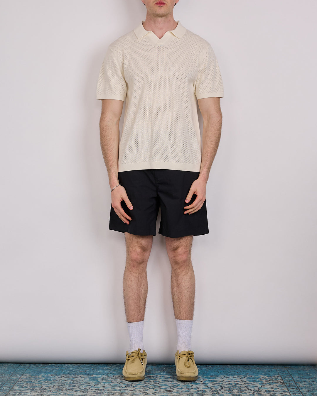 Reigning Champ Cotton-Linen Victor Polo Shirt Ivory
