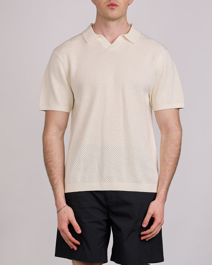 Reigning Champ Cotton-Linen Victor Polo Shirt Ivory