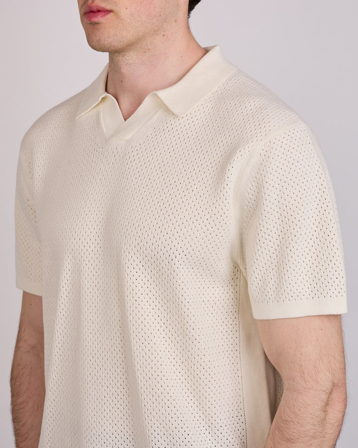 Reigning Champ Cotton-Linen Victor Polo Shirt Ivory