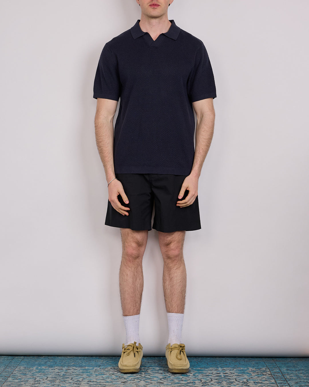 Reigning Champ Cotton-Linen Victor Polo Shirt Navy