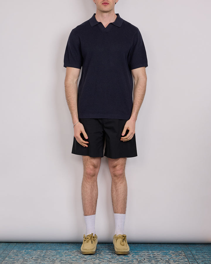 Reigning Champ Cotton-Linen Victor Polo Shirt Navy