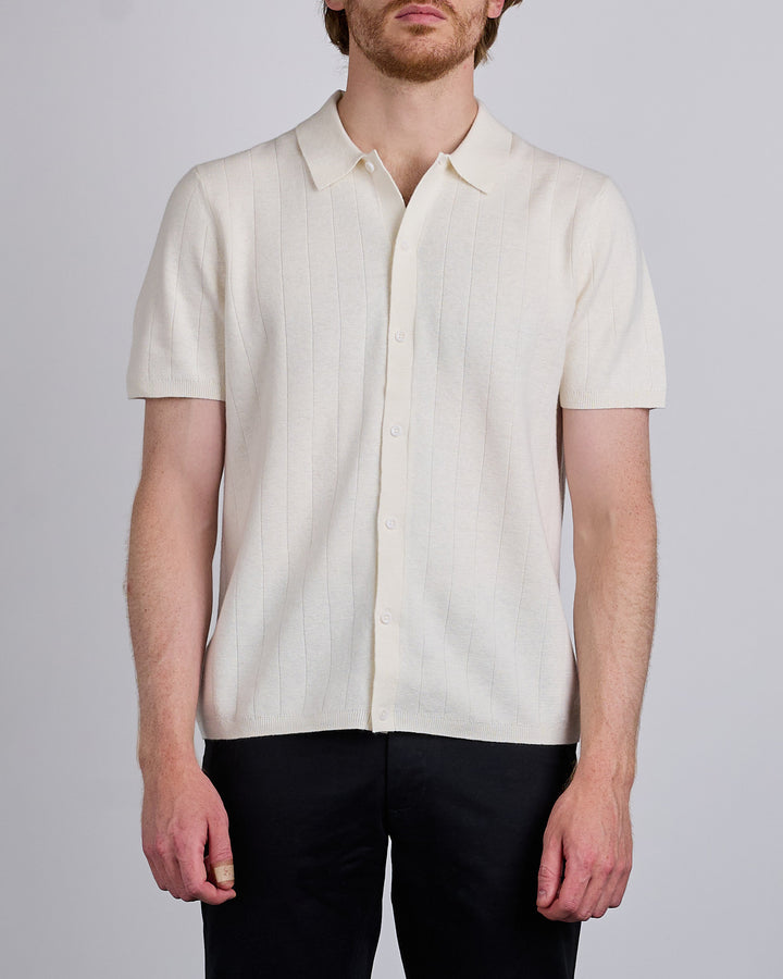 Reigning Champ Cotton Linen Piazza Button Shirt Ivory