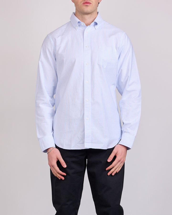 Reigning Champ Cotton Oxford Windsor Standard Button LS Shirt White-Blue