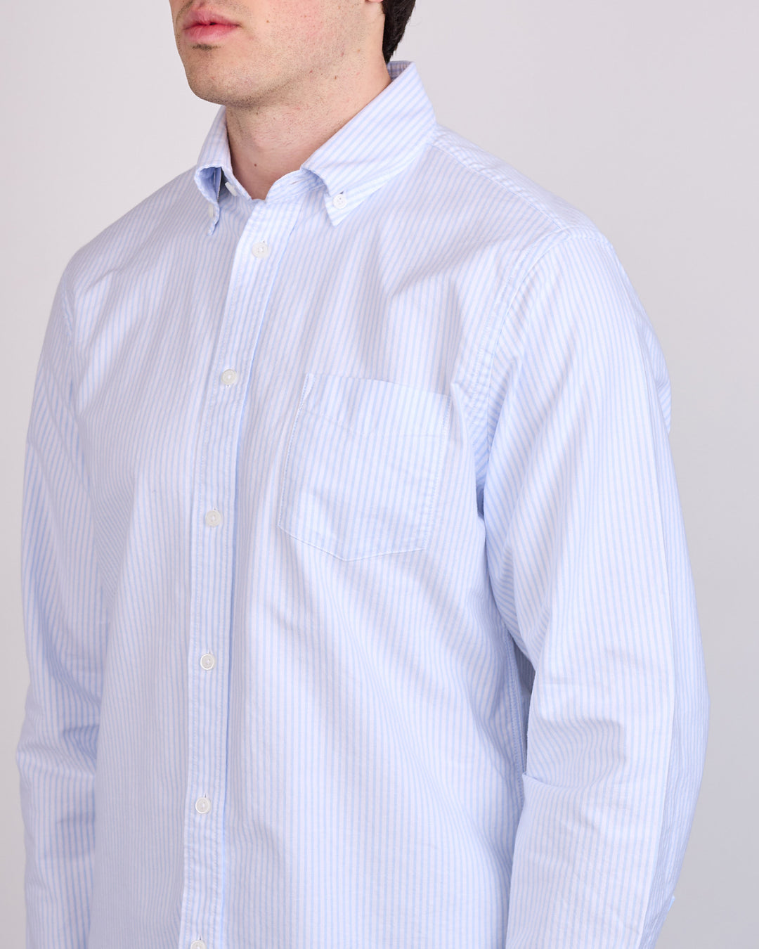 Reigning Champ Cotton Oxford Windsor Standard Button LS Shirt White-Blue