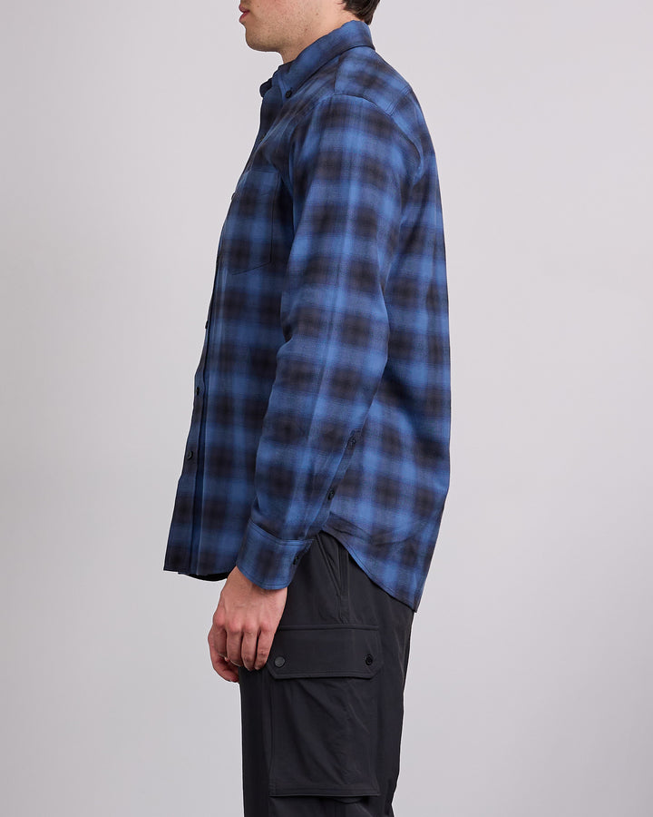 Reigning Champ Cotton Plaid Site Button Shirt Black-Midnight