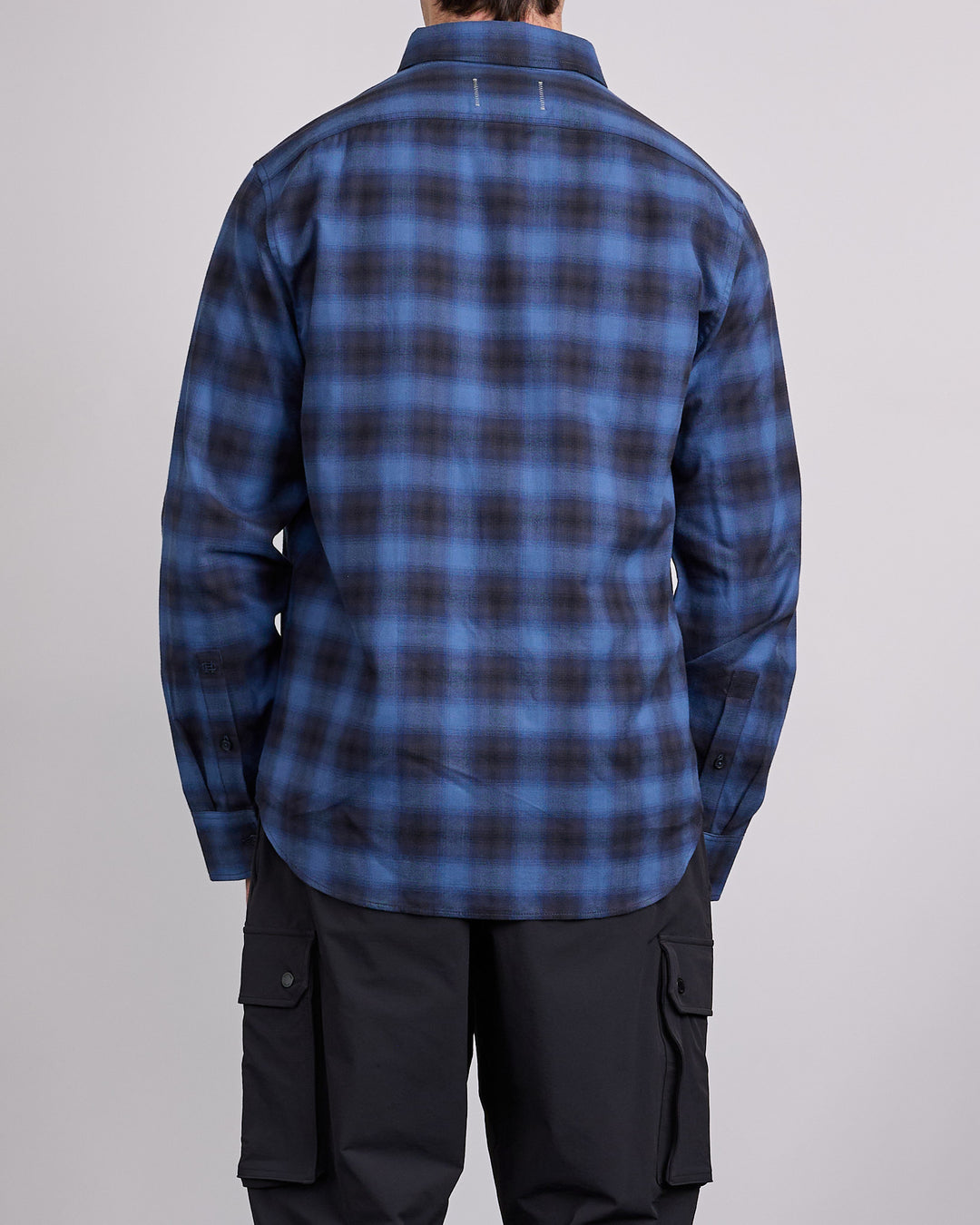 Reigning Champ Cotton Plaid Site Button Shirt Black-Midnight
