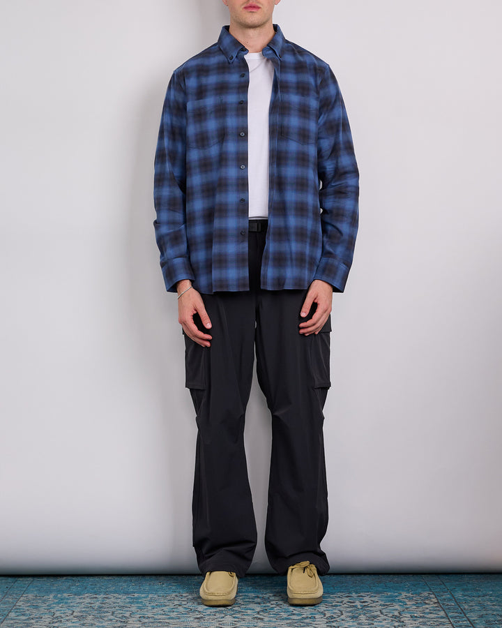 Reigning Champ Cotton Plaid Site Button Shirt Black-Midnight