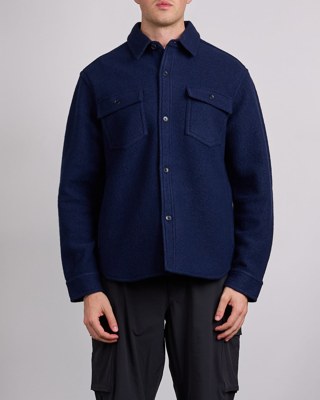Reigning Champ Boiled Wool Warden Outershirt Jacket Navy