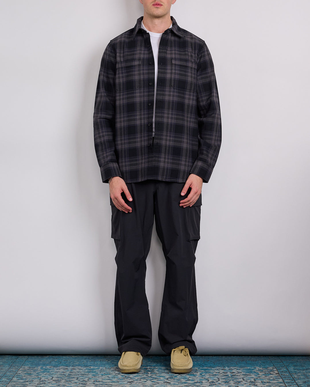 Reigning Champ Cotton Plaid Union Standard Button Shirt Carbon
