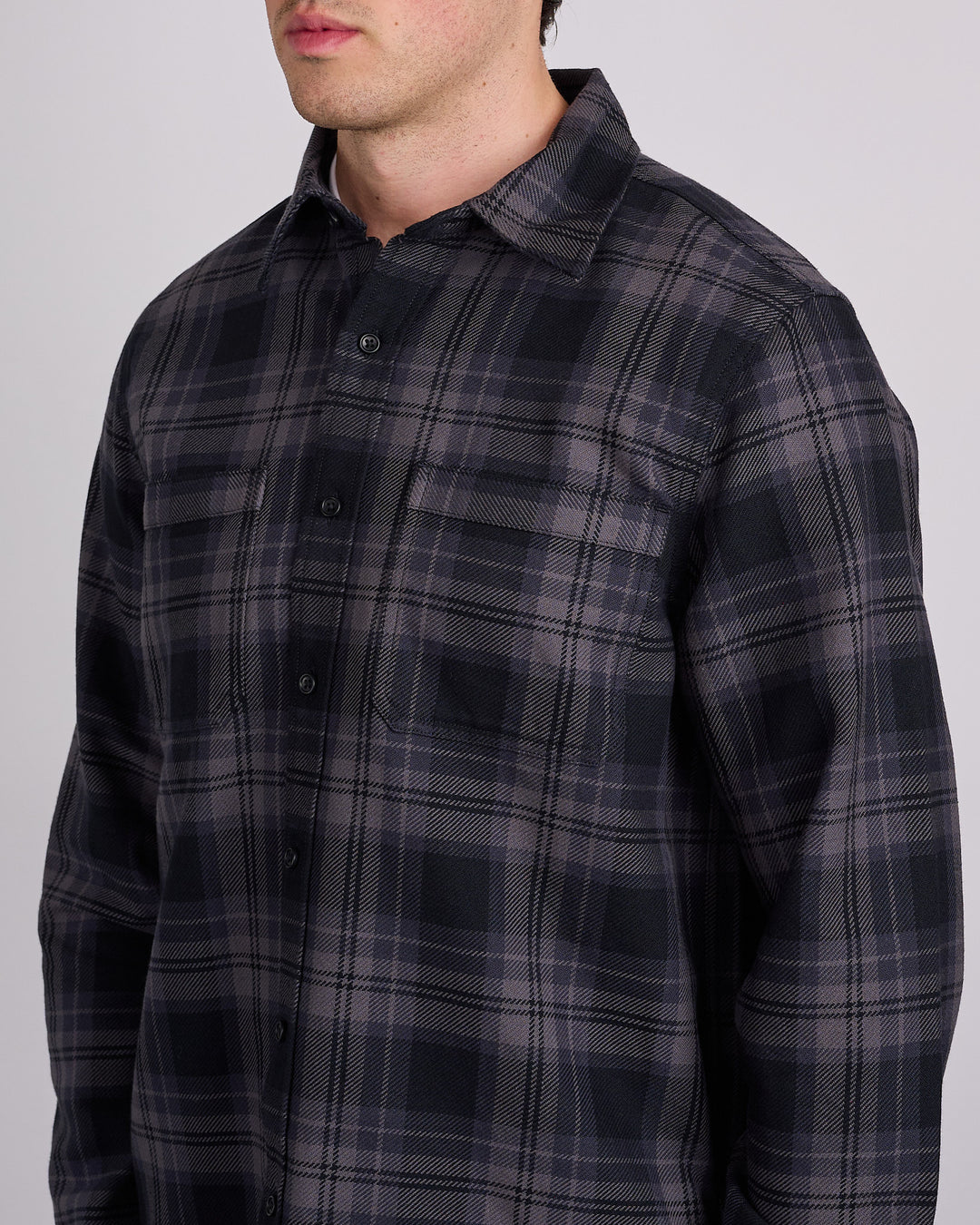 Reigning Champ Cotton Plaid Union Standard Button Shirt Carbon
