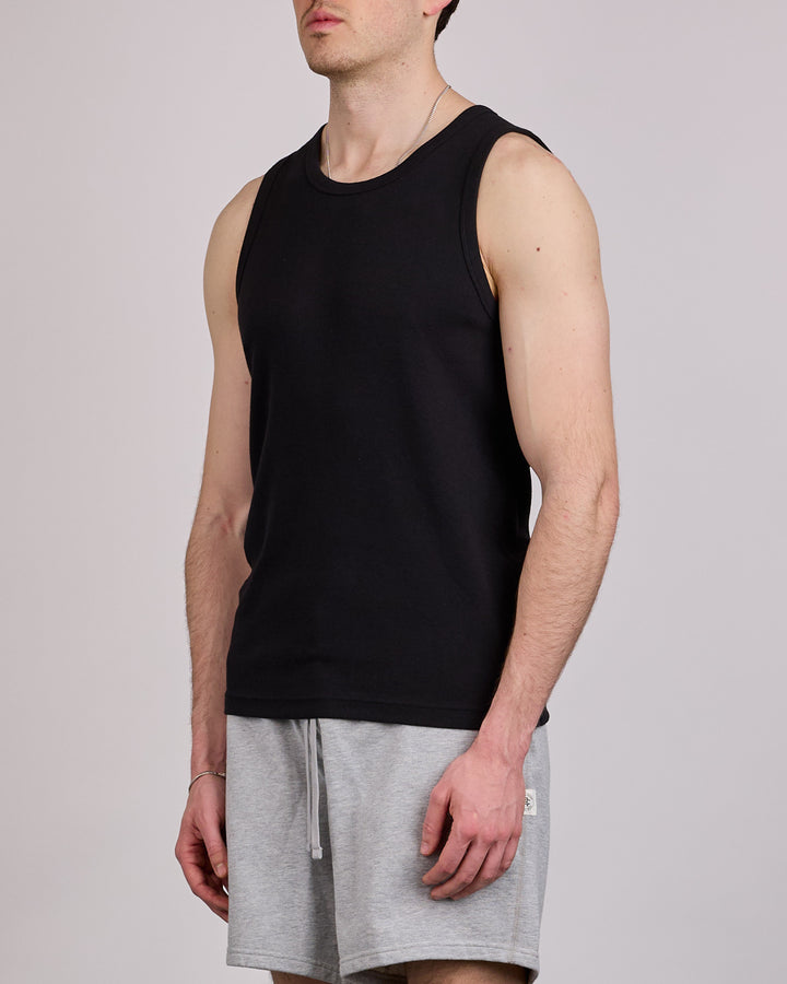 Reigning Champ Cotton Rib Slim Tank Top Black
