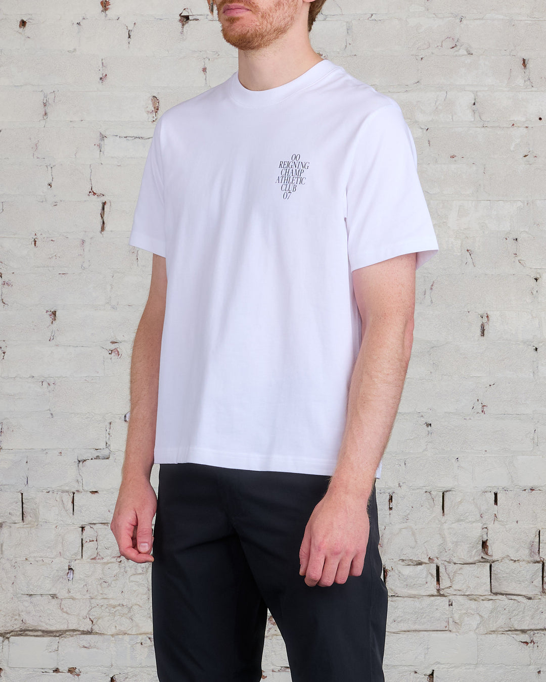 Reigning Champ Knit Midweight Arena T-Shirt White-Black