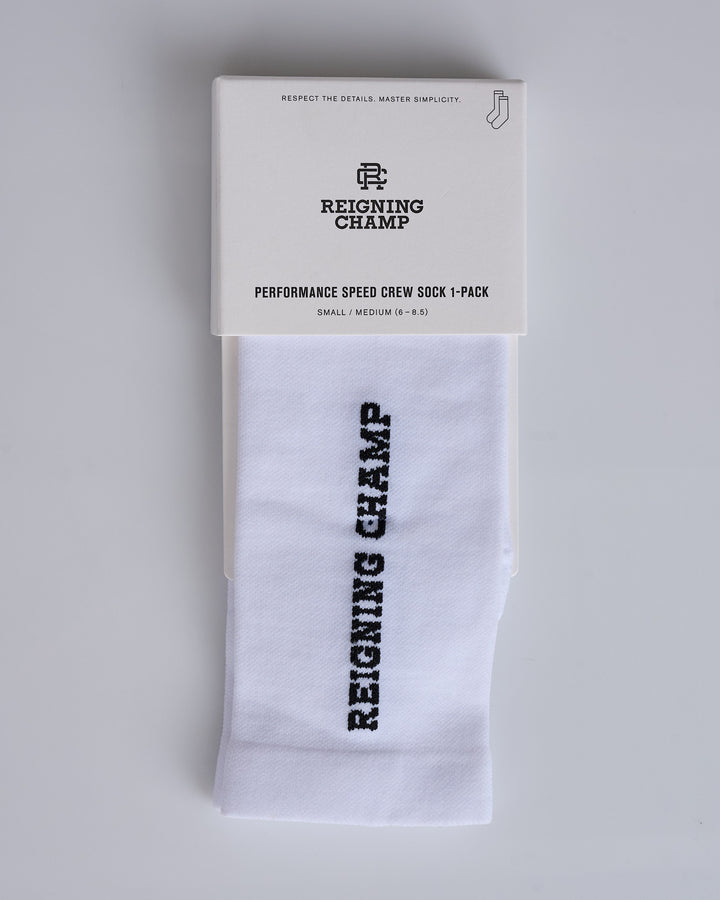 Reigning Champ Knit Tab Crew Sock White