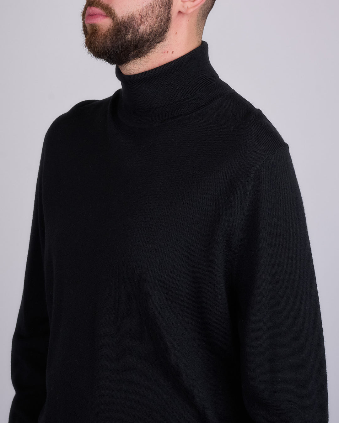 Reigning Champ Lightweight Merino Harry Roll Neck Sweater Black