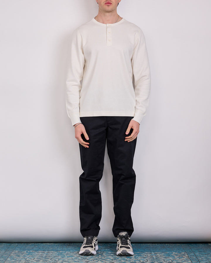 Reigning Champ Lightweight Waffle Standard Long Sleeve Henley Championship White