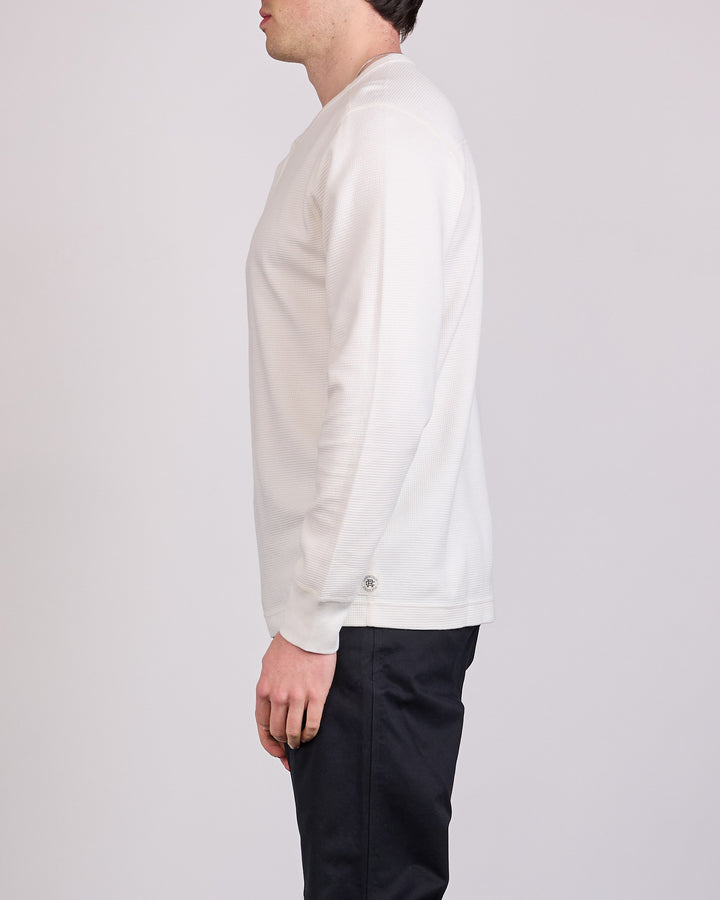 Reigning Champ Lightweight Waffle Standard Long Sleeve Henley Championship White