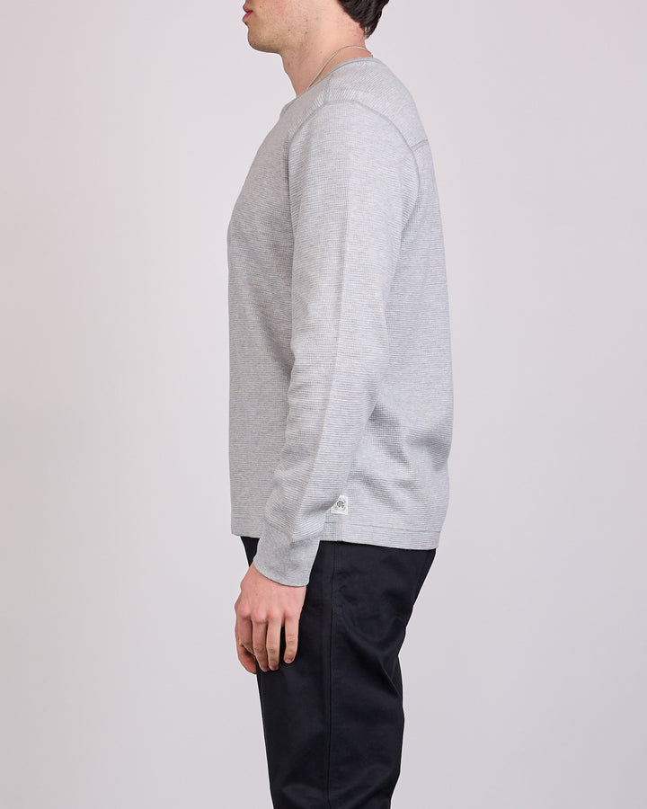 Reigning Champ Lightweight Waffle Standard Long Sleeve Henley Heather Grey