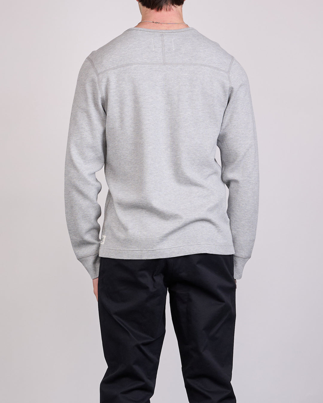 Reigning Champ Lightweight Waffle Standard Long Sleeve Henley Heather Grey