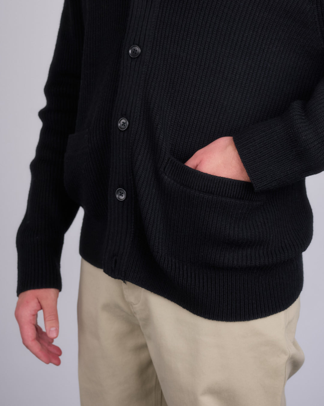 Reigning Champ Merino Rib Vinnie Shawl Cardigan Black – LESS 17