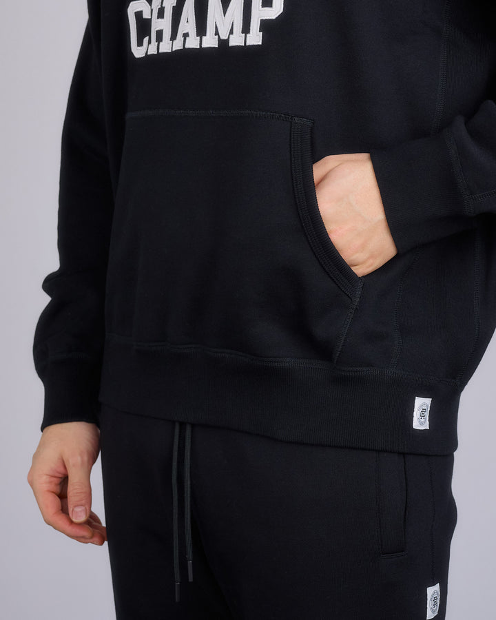 Reigning Champ Midweight Arch Logo Hoodie Black