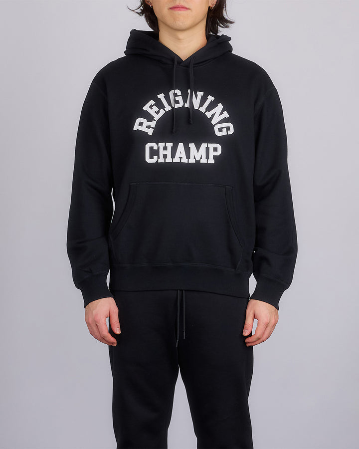 Reigning Champ Midweight Arch Logo Hoodie Black