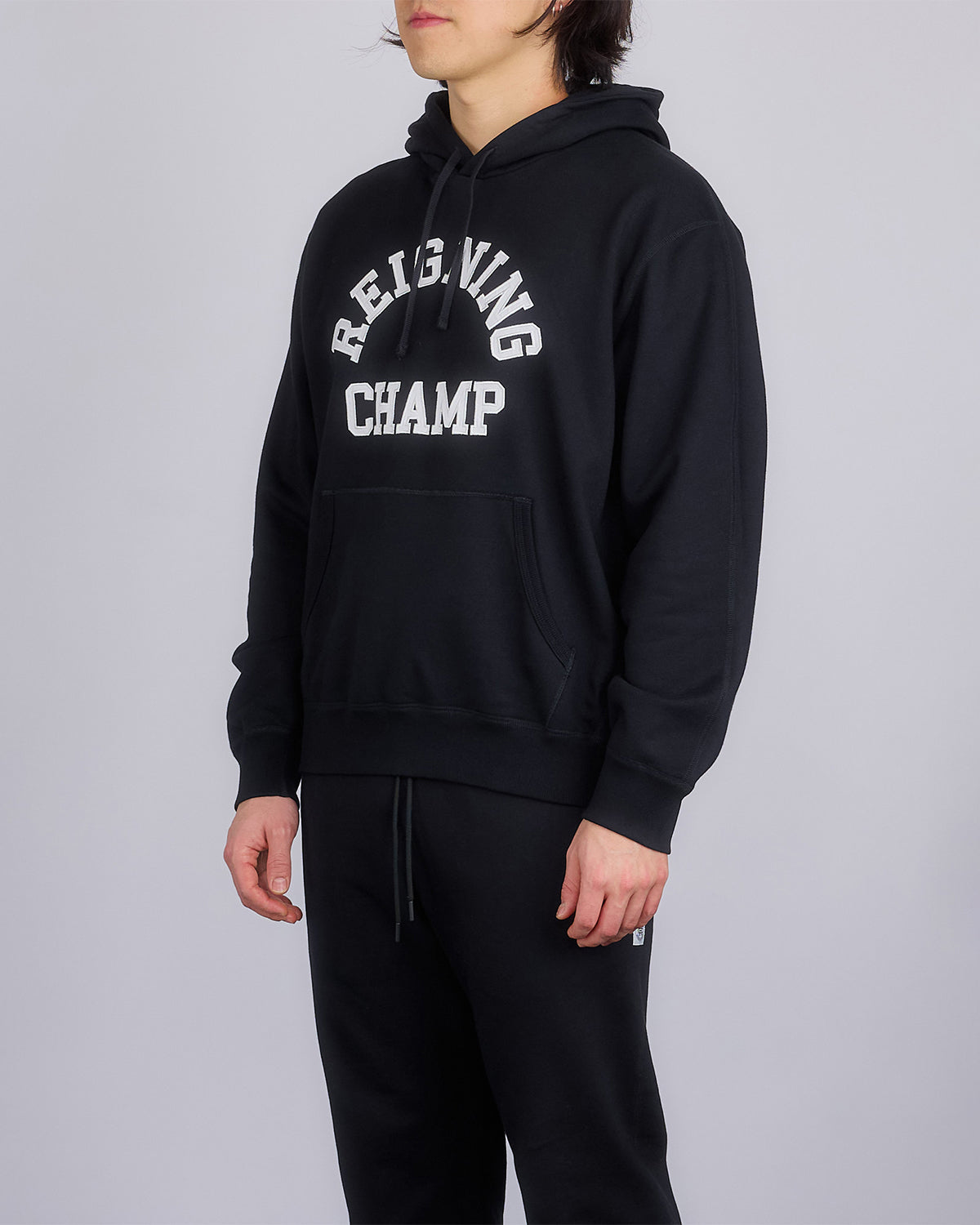 Reigning Champ Midweight Arch Logo Hoodie Black – LESS 17